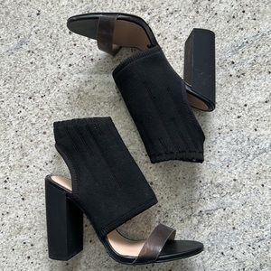 Black Sock Block Heels Size 7 Zara